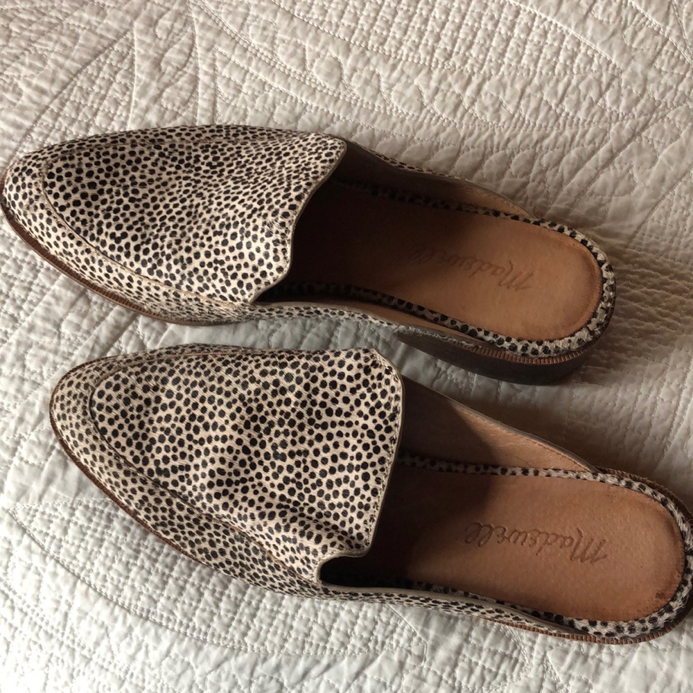 Madewell mules. Dark brown spots